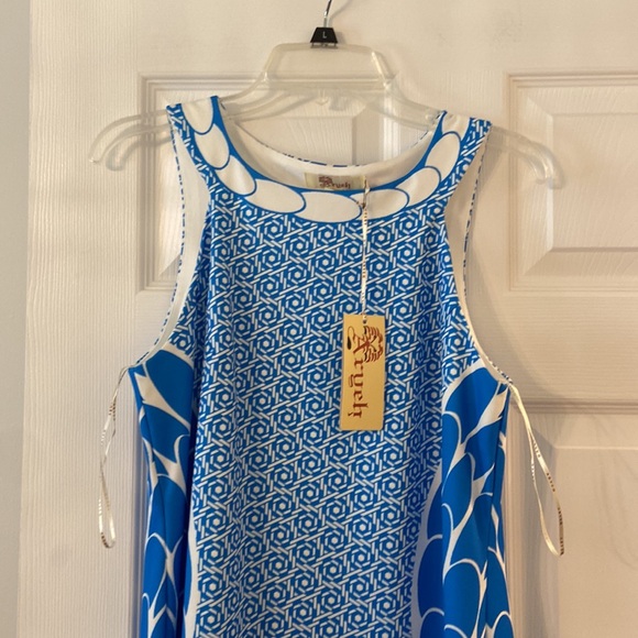 ARYEH Blue and White Sleeveless Dress size M brand new length 35” bust 34” - Picture 2 of 12